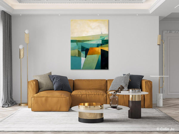 Landscape Canvas Paintings for Bedroom, Large Geometric Abstract Painting, Acrylic Painting on Canvas, Original Landscape Abstract Painting-Art Painting Canvas