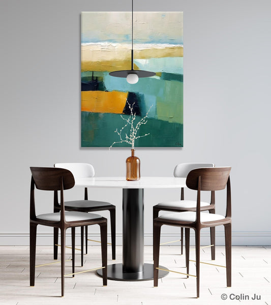 Large Geometric Abstract Painting, Landscape Canvas Paintings for Bedroom, Acrylic Painting on Canvas, Original Landscape Abstract Painting-Art Painting Canvas