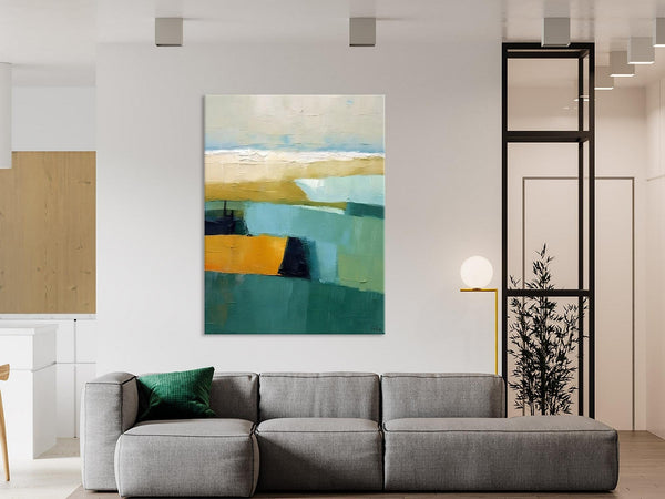 Large Geometric Abstract Painting, Landscape Canvas Paintings for Bedroom, Acrylic Painting on Canvas, Original Landscape Abstract Painting-Art Painting Canvas