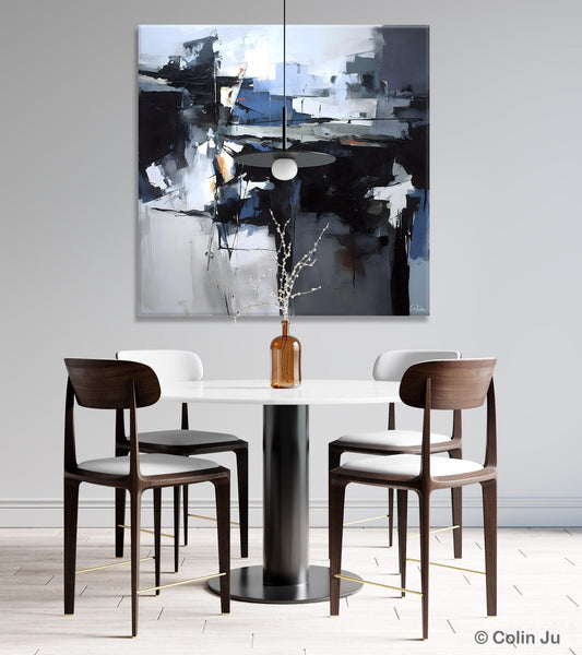 Original Modern Wall Art on Canvas, Black Contemporary Canvas Art, Modern Acrylic Artwork for Sale, Large Abstract Painting for Bedroom-Art Painting Canvas