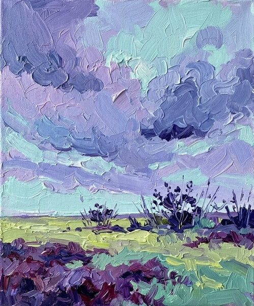 Warm Breeze Over the Moorland, Original Landscape Paintings, Small Canvas Wall Art Paintings, Hand Painted Canvas Art, Impasto Heavy Texture Art, Original Artwork for Sale