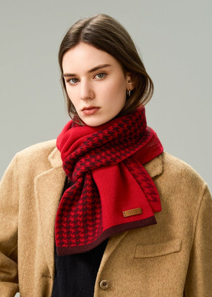 Fashion Designer Scarf, Modern Wool Scarf for Women, Casual Scarf for Women, Cold Weather Scarf, Red Winter Scarf, Soft Cashmere Scarf for Women-Art Painting Canvas