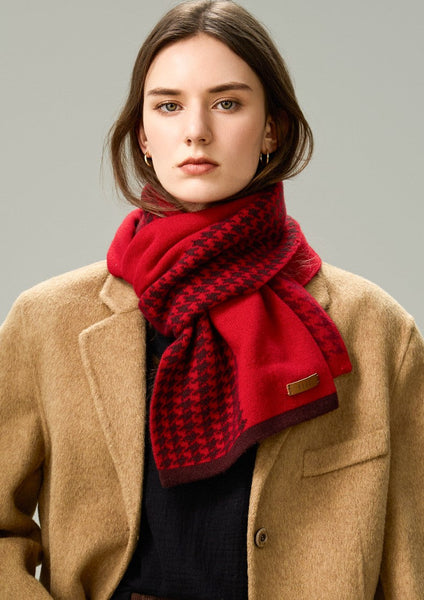 Fashion Designer Scarf, Modern Wool Scarf for Women, Casual Scarf for Women, Cold Weather Scarf, Red Winter Scarf, Soft Cashmere Scarf for Women-Art Painting Canvas