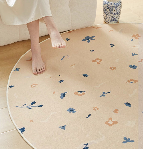Bedroom Modern Round Rugs, Modern Rug Ideas for Living Room, Circular Modern Rugs under Chairs, Dining Room Contemporary Round Rugs