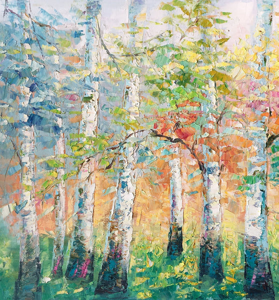 Landscape Canvas Painting, Spring Tree Painting, Landscape Painting for Bedroom, Impasto Paintings, Canvas Painting for Sale-Art Painting Canvas