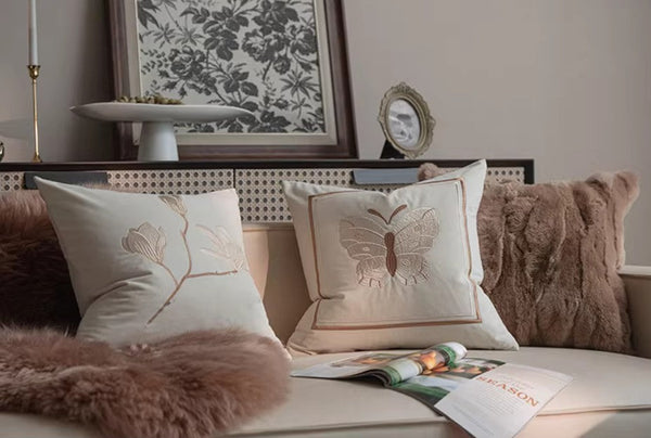 Modern Decorative Pillows for Bedroom, Decorative Pillow Arrangement Ideas for Couch, Embroidered Butterfly Pillow Covers, Large Decorative Throw Pillows for Living Room-Art Painting Canvas