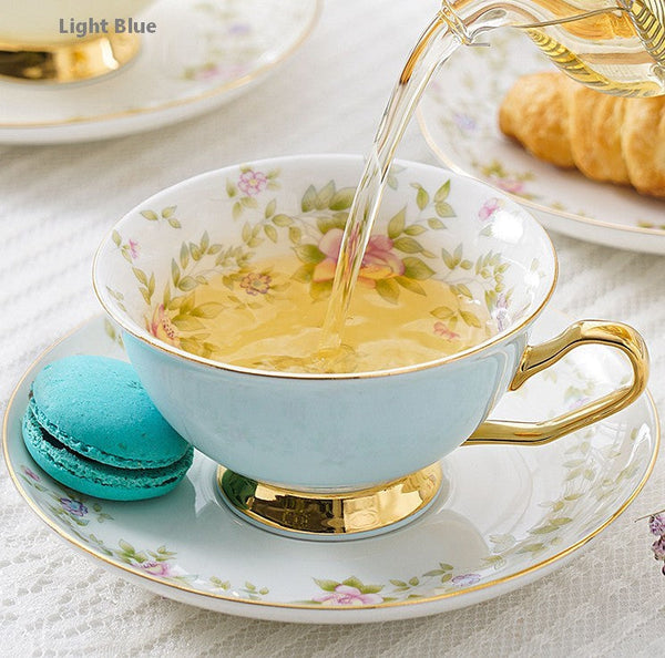 Elegant Ceramic Coffee Cups, Beautiful British Tea Cups, Unique Afternoon Tea Cups and Saucers in Gift Box, Royal Bone China Porcelain Tea Cup Set-Art Painting Canvas