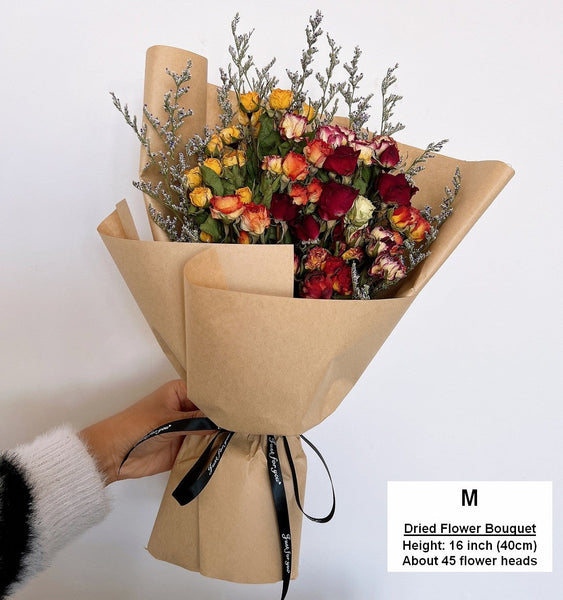 A Bouquet of Dried Rose Flowers, Dried Rose Flower Bouquet, Natural Dried Rose Flower Bunches, A Bunch Dried Rose Flowers, Red Yellow Purple Dried Rose Floral-Art Painting Canvas