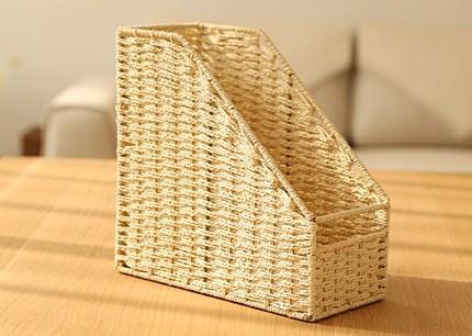Woven Straw File Folder Racks, Storage File Folder Storage Books, File Box, Cream Color-Art Painting Canvas