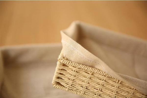 Woven Straw Storage Basket with Linen Lining, Storage Basket for Food, Rectangle Storage Basket for Kitchen-Art Painting Canvas