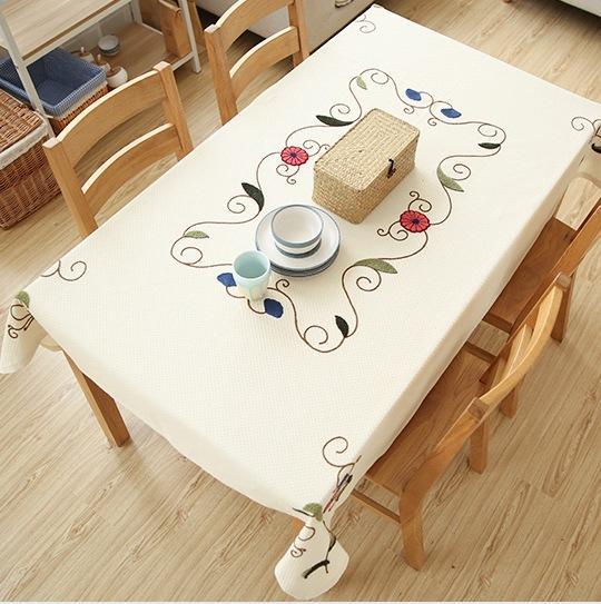 Modern Table Cover for Dining Table, Cotton Embroidered Rectangle Tablecloth for Kitchen, Simple Modern Tablecloth for Tea Table, Cabinit, Bedstand-Art Painting Canvas