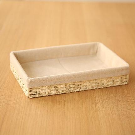 Woven Straw Storage Basket with Linen Lining, Storage Basket for Food, Rectangle Storage Basket for Kitchen-Art Painting Canvas