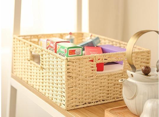 Woven Straw basket, Storage Basket, Rectangle Basket, Picnic Basket-Art Painting Canvas