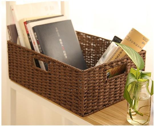 Woven Straw basket, Storage Basket, Rectangle Basket, Picnic Basket-Art Painting Canvas