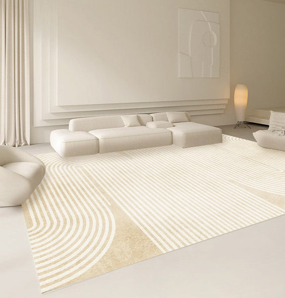 Cream Color Modern Living Room Rugs, Dining Room Modern Rugs, Thick Soft Modern Rugs for Living Room, Contemporary Rugs for Bedroom-Art Painting Canvas