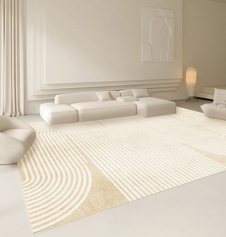 Dining Room Modern Rugs, Thick Soft Modern Rugs for Living Room, Cream Color Modern Living Room Rugs, Contemporary Rugs for Bedroom-Art Painting Canvas
