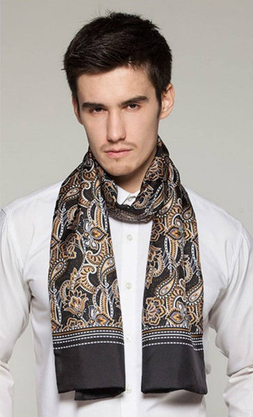 Long Men Silk Scarf, High Quality Silk Necktie, Business Silk Scarf Men, Silk Scarf For Suit, British Style Long Scarf, Luxury Silk Neck Scarf, Mens Spring Autumn Scarf, Formal Wear Silk Scarf-Art Painting Canvas