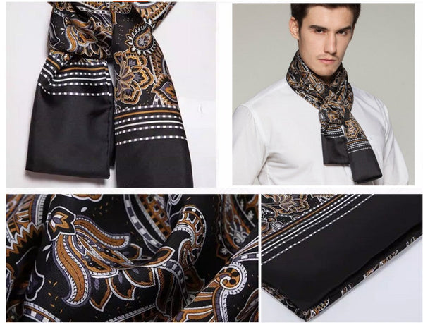 Long Men Silk Scarf, High Quality Silk Necktie, Business Silk Scarf Men, Silk Scarf For Suit, British Style Long Scarf, Luxury Silk Neck Scarf, Mens Spring Autumn Scarf, Formal Wear Silk Scarf-Art Painting Canvas
