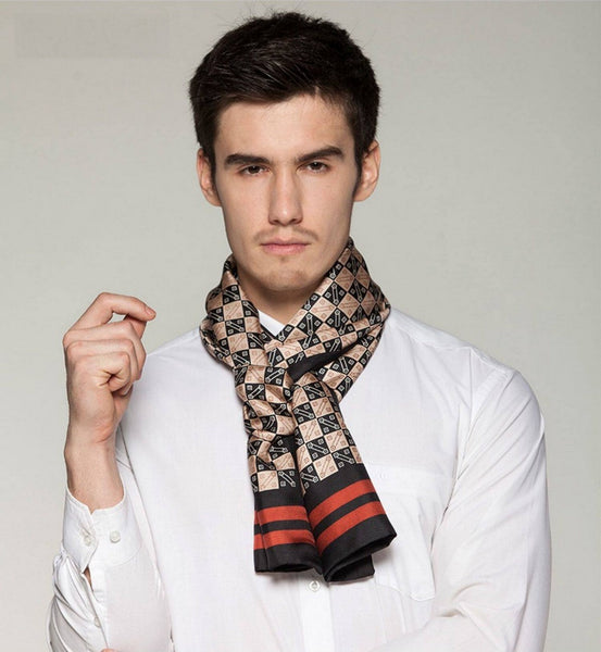 Business Silk Scarf Men, Long Silk Scarf for Men, Silk Scarf For Suit, High Quality Silk Necktie, British Style Long Scarf, Luxury Silk Neck Scarf, Mens Spring Autumn Scarf, Formal Wear Silk Scarf-Art Painting Canvas
