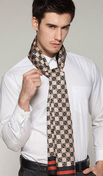 Business Silk Scarf Men, Long Silk Scarf for Men, Silk Scarf For Suit, High Quality Silk Necktie, British Style Long Scarf, Luxury Silk Neck Scarf, Mens Spring Autumn Scarf, Formal Wear Silk Scarf-Art Painting Canvas