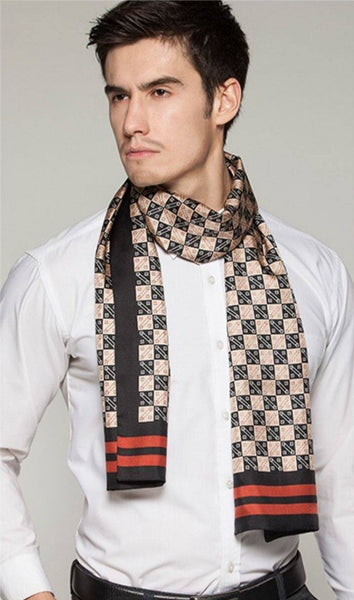 Business Silk Scarf Men, Long Silk Scarf for Men, Silk Scarf For Suit, High Quality Silk Necktie, British Style Long Scarf, Luxury Silk Neck Scarf, Mens Spring Autumn Scarf, Formal Wear Silk Scarf-Art Painting Canvas