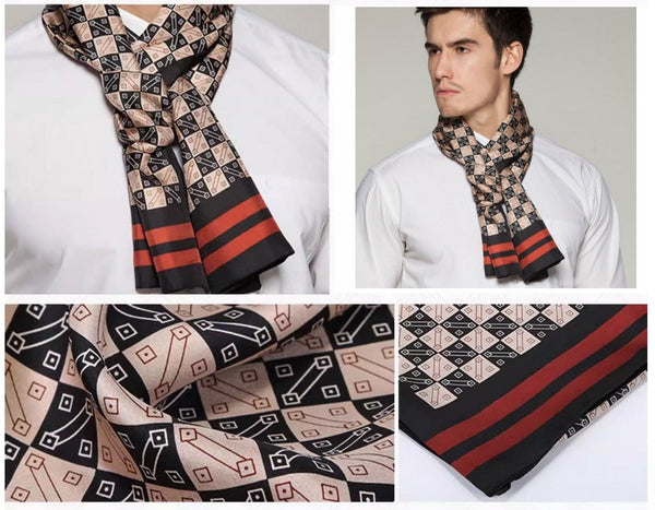 Business Silk Scarf Men, Long Silk Scarf for Men, Silk Scarf For Suit, High Quality Silk Necktie, British Style Long Scarf, Luxury Silk Neck Scarf, Mens Spring Autumn Scarf, Formal Wear Silk Scarf-Art Painting Canvas