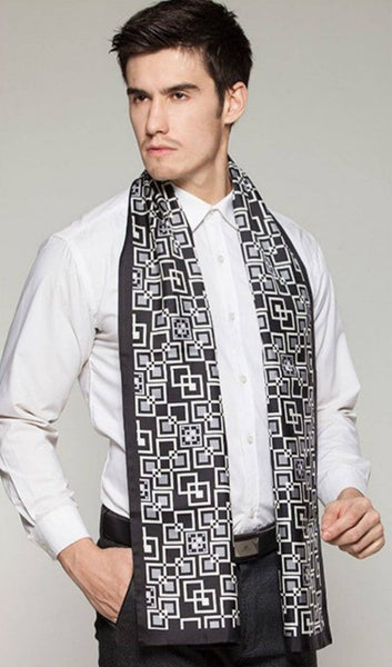 Silk Scarf For Suit, High Quality Silk Necktie, British Style Long Scarf, Business Silk Scarf Men, Long Silk Scarf for Men, Luxury Silk Neck Scarf, Mens Spring Autumn Scarf, Formal Wear Silk Scarf-Art Painting Canvas