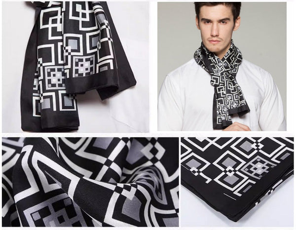 Silk Scarf For Suit, High Quality Silk Necktie, British Style Long Scarf, Business Silk Scarf Men, Long Silk Scarf for Men, Luxury Silk Neck Scarf, Mens Spring Autumn Scarf, Formal Wear Silk Scarf-Art Painting Canvas