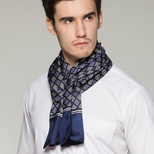 Mens Thin Silk Scarf, Business Silk Scarf Men, Silk Scarf For Suit, British Style Long Scarf, Luxury Silk Neck Scarf, Mens Spring Autumn Scarf, Formal Wear Silk Scarf-Art Painting Canvas