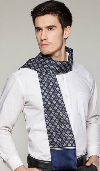 Mens Thin Silk Scarf, Business Silk Scarf Men, Silk Scarf For Suit, British Style Long Scarf, Luxury Silk Neck Scarf, Mens Spring Autumn Scarf, Formal Wear Silk Scarf-Art Painting Canvas