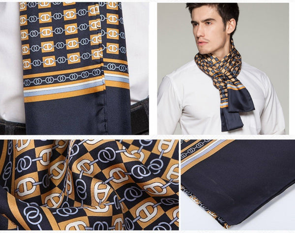 Formal Wear Silk Scarf, Mens Thin Silk Scarf, Mens Spring Autumn Scarf, Business Silk Scarf Men, Silk Scarf For Suit, British Style Long Scarf, Luxury Silk Neck Scarf-Art Painting Canvas
