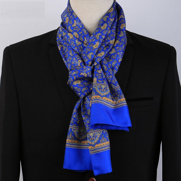 Luxury Silk Neck Scarf, Formal Wear Silk Scarf, British Style Long Scarf, Mens Thin Silk Scarf, Mens Spring Autumn Scarf, Business Silk Scarf Men, Silk Scarf For Suit-Art Painting Canvas