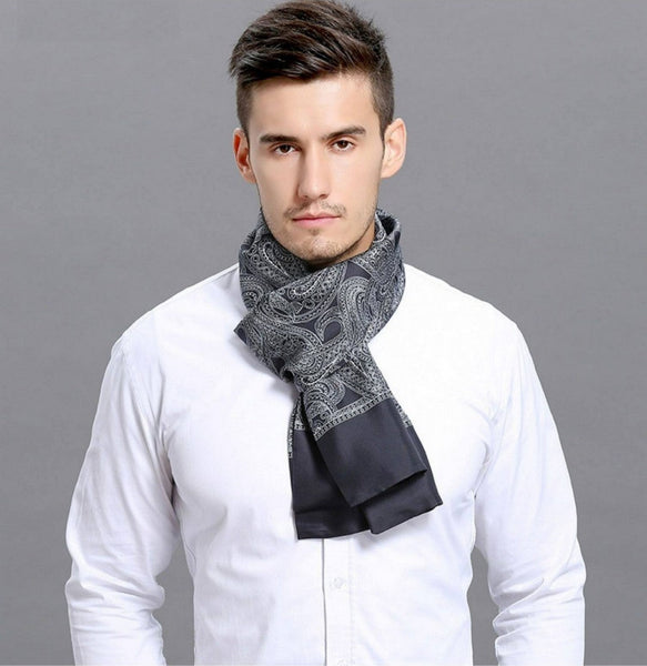 Formal Wear Silk Scarf, Silk Ascot For Men, Lightweight Silk Scarf Men, Silk Neckerchief For Business, Mens Dress Silk Scarf, Elegant Silk Scarf Mens, Skinny Silk Scarf Men-Art Painting Canvas