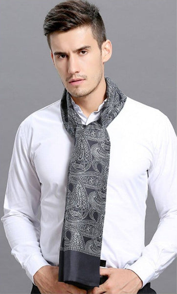 Formal Wear Silk Scarf, Silk Ascot For Men, Lightweight Silk Scarf Men, Silk Neckerchief For Business, Mens Dress Silk Scarf, Elegant Silk Scarf Mens, Skinny Silk Scarf Men-Art Painting Canvas