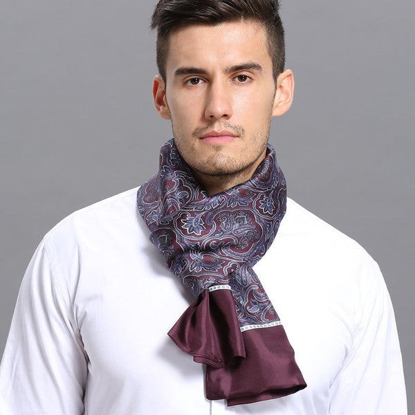 Lightweight Silk Scarf Men, Silk Neckerchief For Business, Formal Wear Silk Scarf, Silk Ascot For Men, Mens Dress Silk Scarf, Elegant Silk Scarf Mens, Skinny Silk Scarf Men-Art Painting Canvas