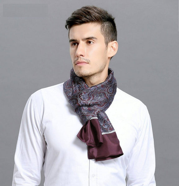 Lightweight Silk Scarf Men, Silk Neckerchief For Business, Formal Wear Silk Scarf, Silk Ascot For Men, Mens Dress Silk Scarf, Elegant Silk Scarf Mens, Skinny Silk Scarf Men-Art Painting Canvas