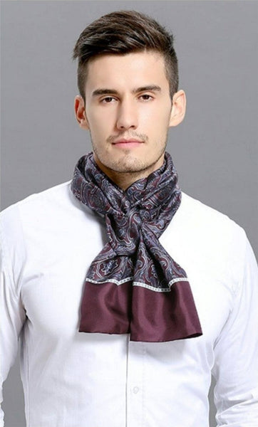 Lightweight Silk Scarf Men, Silk Neckerchief For Business, Formal Wear Silk Scarf, Silk Ascot For Men, Mens Dress Silk Scarf, Elegant Silk Scarf Mens, Skinny Silk Scarf Men-Art Painting Canvas