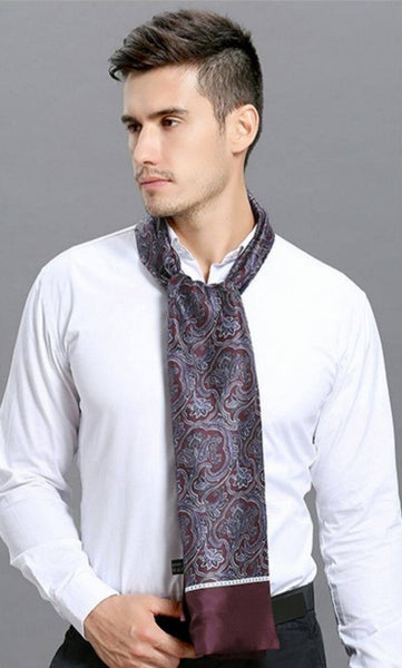 Lightweight Silk Scarf Men, Silk Neckerchief For Business, Formal Wear Silk Scarf, Silk Ascot For Men, Mens Dress Silk Scarf, Elegant Silk Scarf Mens, Skinny Silk Scarf Men-Art Painting Canvas