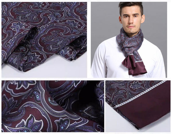Lightweight Silk Scarf Men, Silk Neckerchief For Business, Formal Wear Silk Scarf, Silk Ascot For Men, Mens Dress Silk Scarf, Elegant Silk Scarf Mens, Skinny Silk Scarf Men-Art Painting Canvas