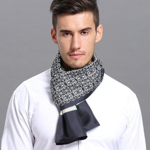 Elegant Silk Scarf Mens, Skinny Silk Scarf Men, Lightweight Silk Scarf Men, Silk Neckerchief For Business, Formal Wear Silk Scarf, Silk Ascot For Men, Mens Dress Silk Scarf-Art Painting Canvas
