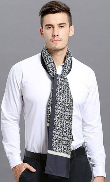 Elegant Silk Scarf Mens, Skinny Silk Scarf Men, Lightweight Silk Scarf Men, Silk Neckerchief For Business, Formal Wear Silk Scarf, Silk Ascot For Men, Mens Dress Silk Scarf-Art Painting Canvas