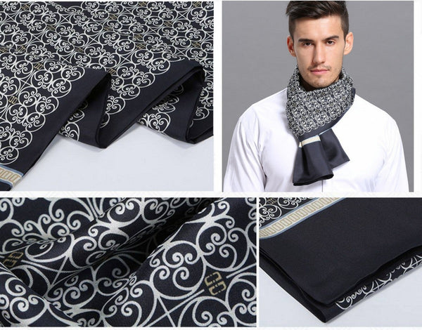 Elegant Silk Scarf Mens, Skinny Silk Scarf Men, Lightweight Silk Scarf Men, Silk Neckerchief For Business, Formal Wear Silk Scarf, Silk Ascot For Men, Mens Dress Silk Scarf-Art Painting Canvas