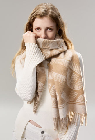 Elegant Scarf, Holiday Women Scarf, Cold Weather Scarf, Fashion Designer Scarf, Modern Wool Scarf, Warm Winter Scarf, Soft Cashmere Scarf for Women-Art Painting Canvas