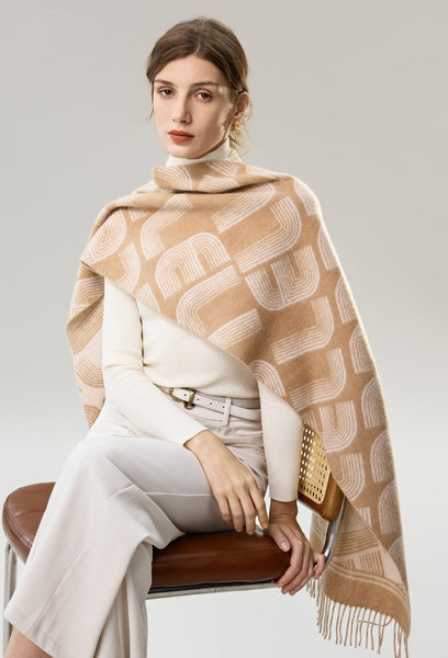 Elegant Scarf, Holiday Women Scarf, Cold Weather Scarf, Fashion Designer Scarf, Modern Wool Scarf, Warm Winter Scarf, Soft Cashmere Scarf for Women-Art Painting Canvas