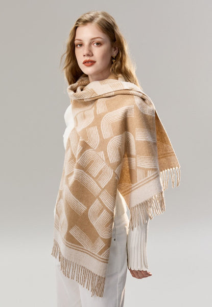 Elegant Scarf, Holiday Women Scarf, Cold Weather Scarf, Fashion Designer Scarf, Modern Wool Scarf, Warm Winter Scarf, Soft Cashmere Scarf for Women-Art Painting Canvas