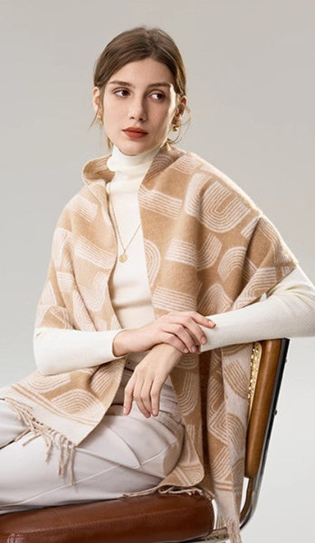 Elegant Scarf, Holiday Women Scarf, Cold Weather Scarf, Fashion Designer Scarf, Modern Wool Scarf, Warm Winter Scarf, Soft Cashmere Scarf for Women-Art Painting Canvas