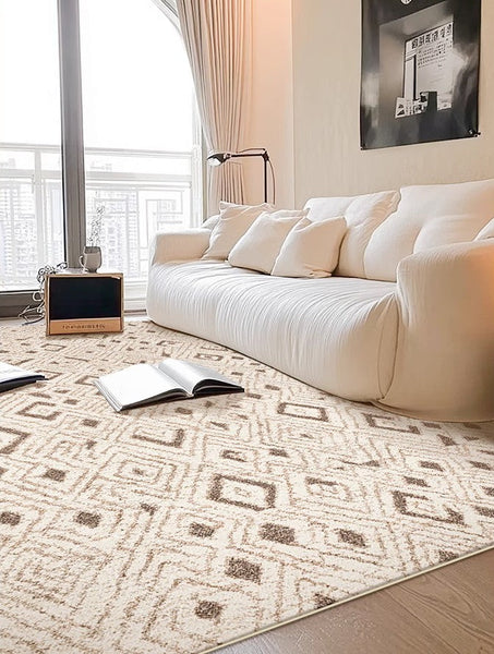 Contemporary Area Rugs for Bedroom, Geometric Modern Rugs for Dining Room, Dining Room Floor Carpets, Mid Century Modern Living Room Rugs-Art Painting Canvas