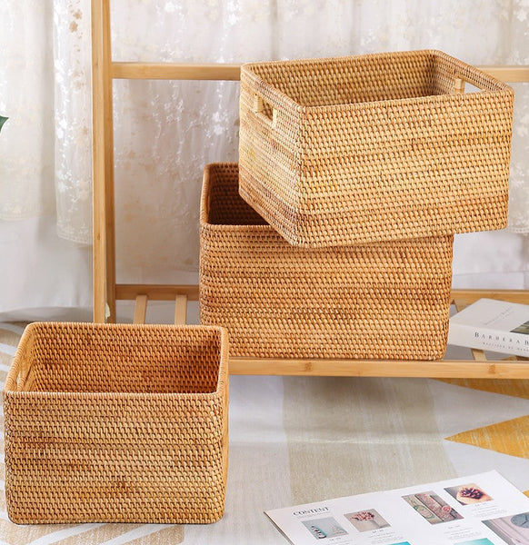 Storage Basket for Shelves, Large Rectangular Storage Basket, Storage Baskets for Kitchen, Woven Storage Basket for Living Room-Art Painting Canvas