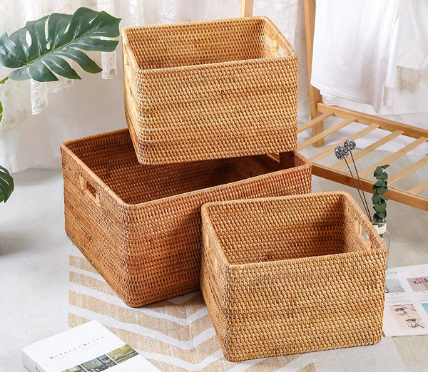 Storage Basket for Shelves, Large Rectangular Storage Basket, Storage Baskets for Kitchen, Woven Storage Basket for Living Room-Art Painting Canvas