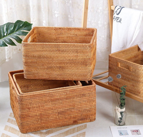 Storage Basket for Shelves, Large Rectangular Storage Basket, Storage Baskets for Kitchen, Woven Storage Basket for Living Room-Art Painting Canvas